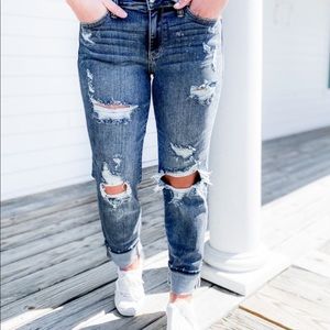 Judy Blue Bleached Boyfriend Jeans size 13